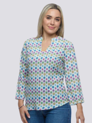 Blusa com padrão pontos coloridos